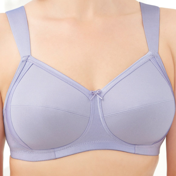 Glamorise 38C Bra ~Seamless-X-WIDE-Straps~ (Side Support Too!) 35% Cotton Purple - Picture 7 of 15